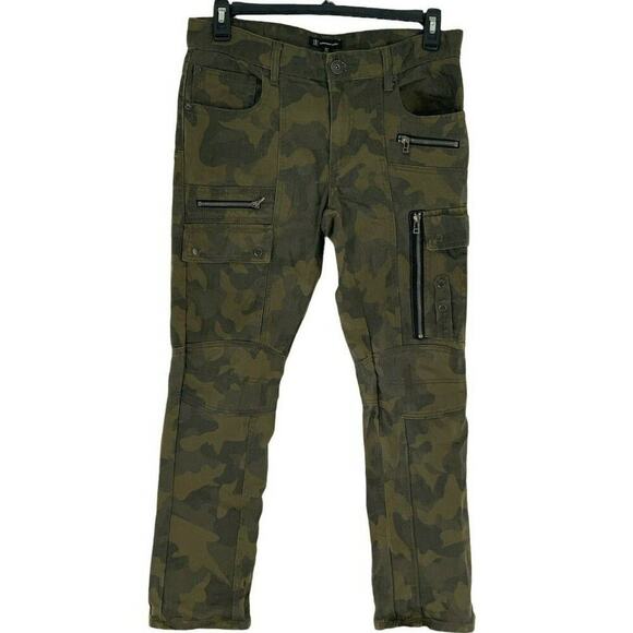 INC Pants Men's Size 32 Slim Straight Button Zip Front Patch Pockets Camouflage - Picture 1 of 9